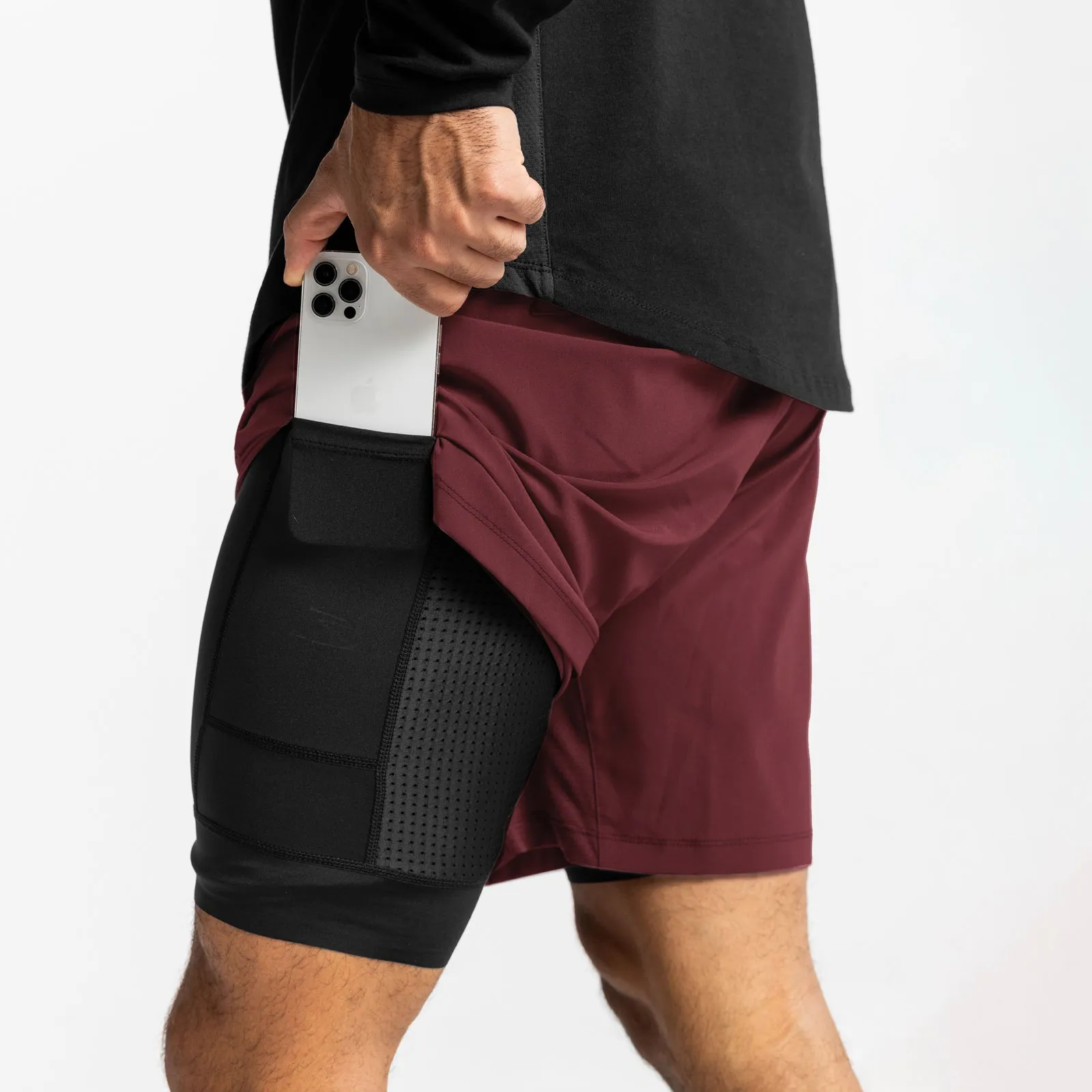 0624. Ultralight 7" Liner Short - Crimson Red
