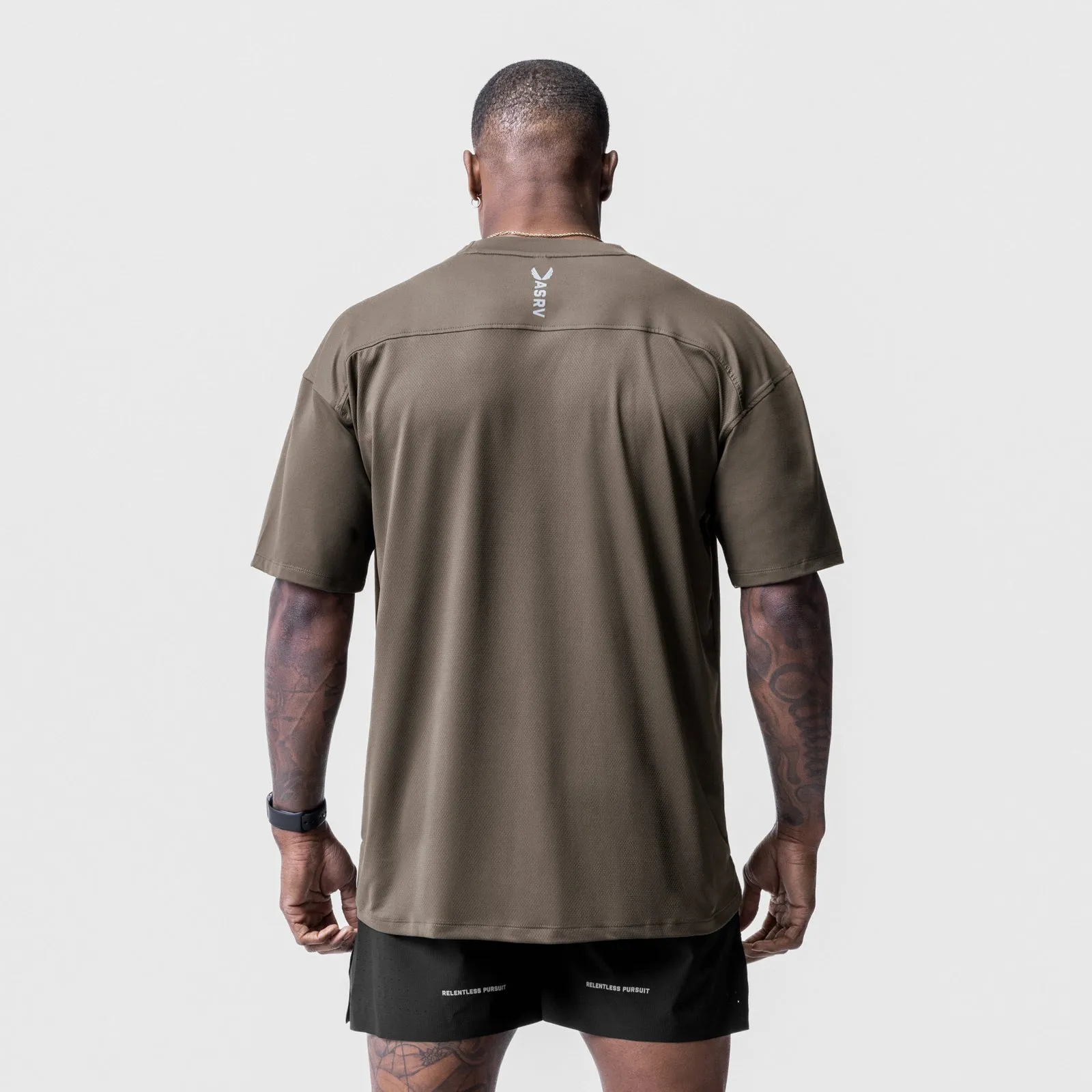 0715. Core Mesh Oversized Tee - Deep Taupe