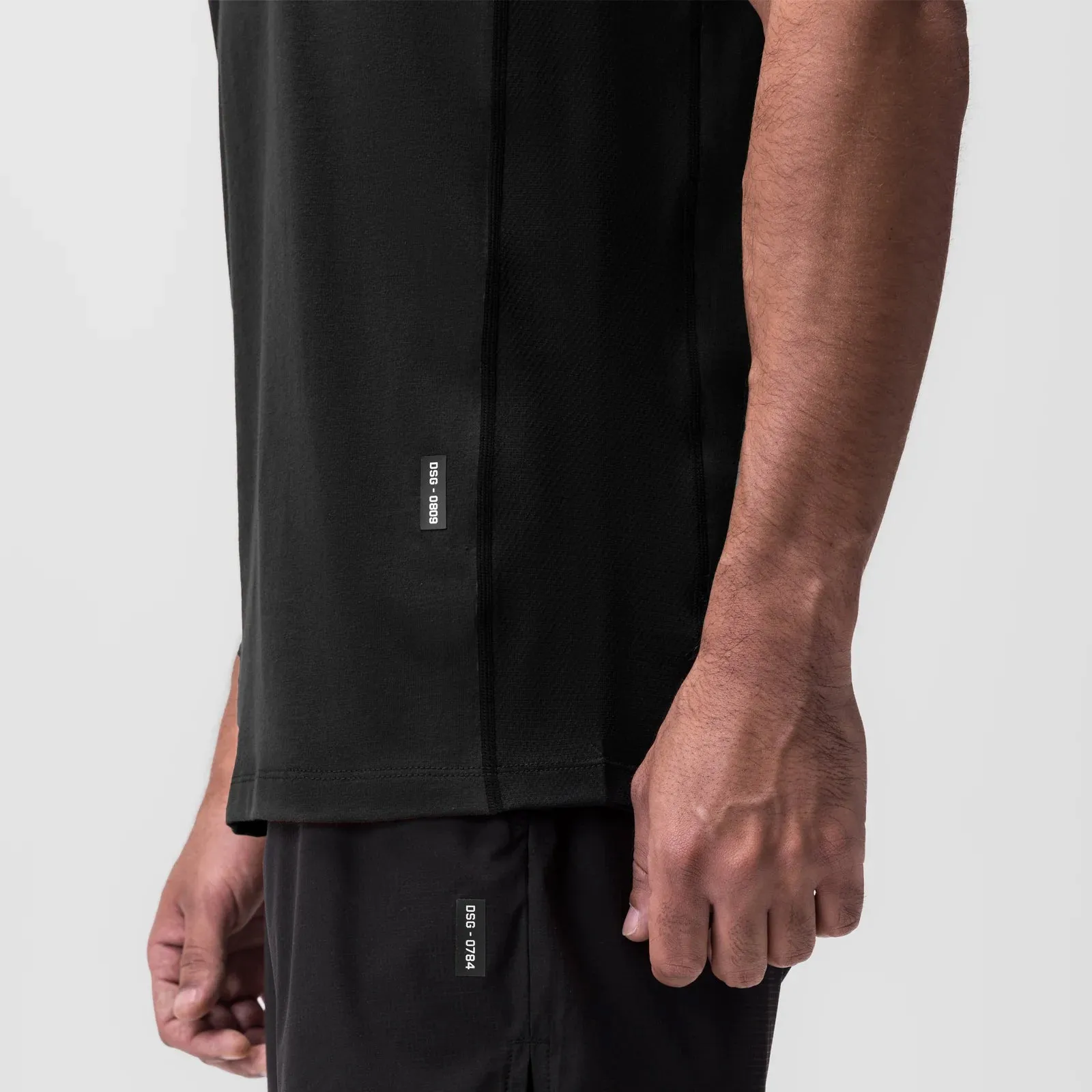 0809. Supima® Mesh Panel Training Singlet - Black "RP"