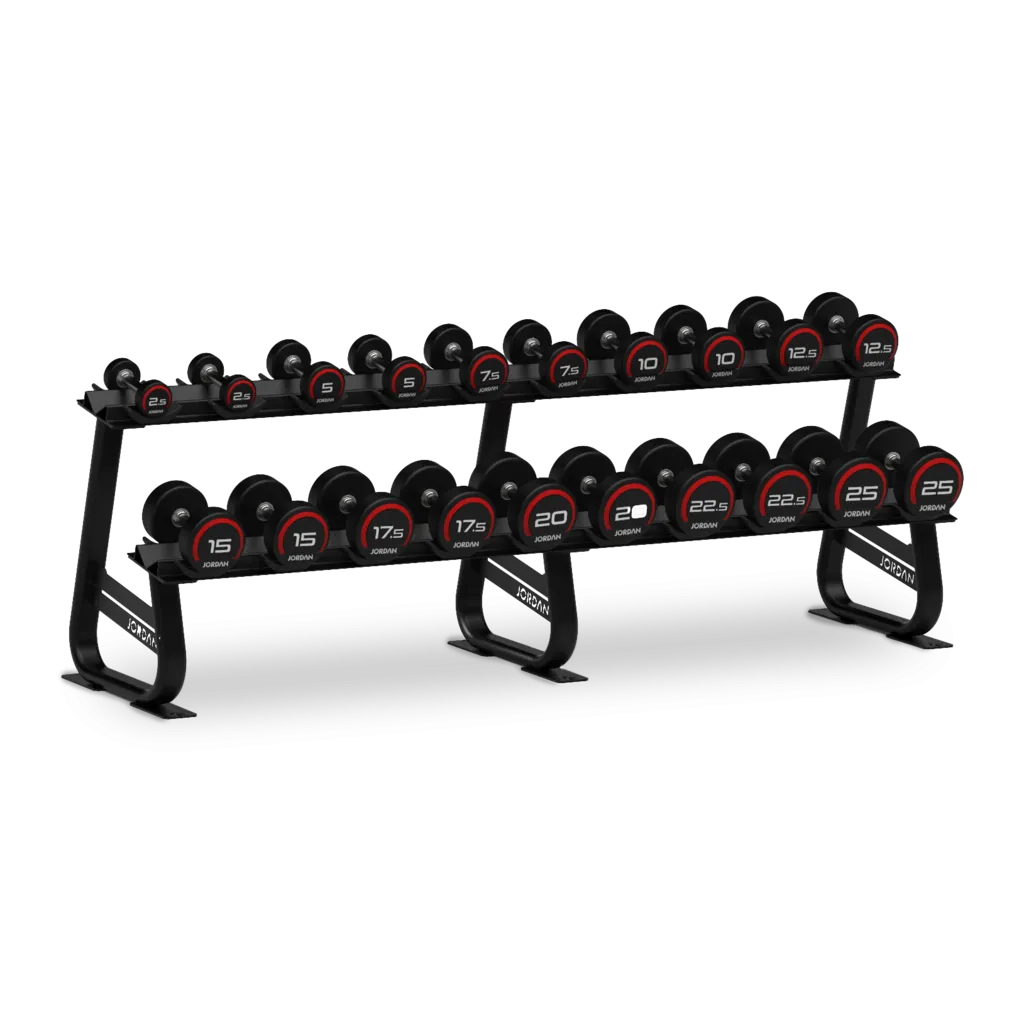 10 Pair 2 Tier Dumbell Rack - Black or grey
