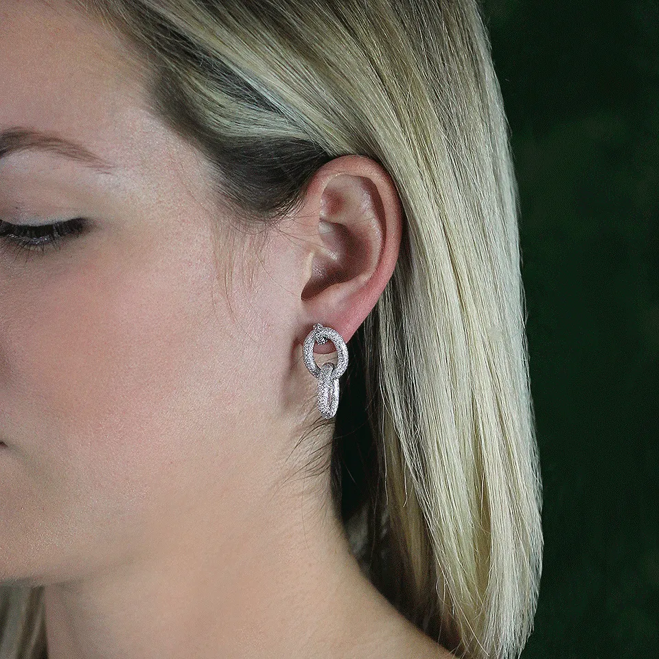 1885 Sparkly Double Link Earrings