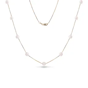 18" Freshwater White Pearl Necklace in Gold - 5-6mm