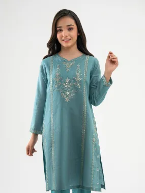 2 Piece Cotton Net Suit-Embroidered(Pret)