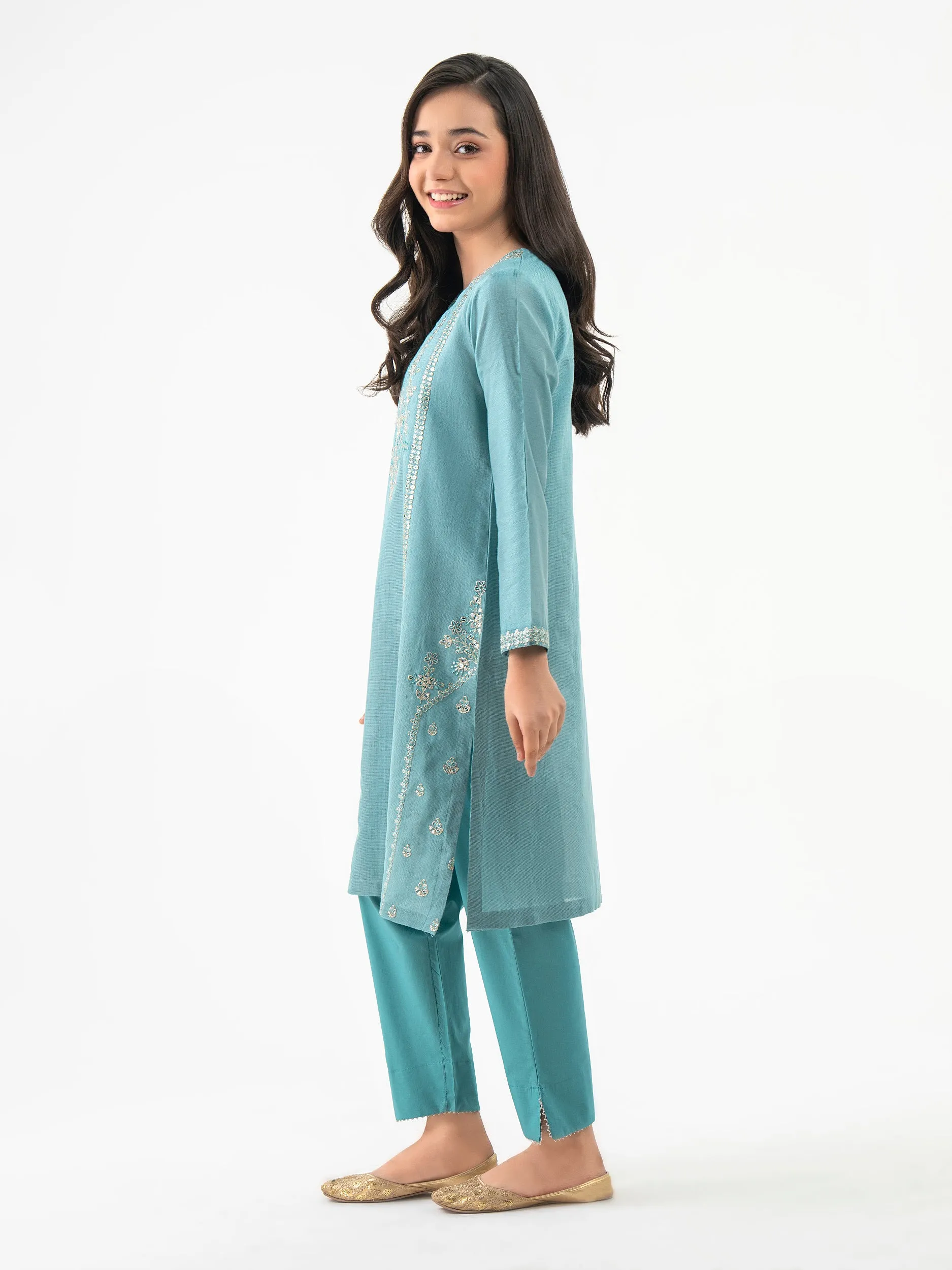 2 Piece Cotton Net Suit-Embroidered(Pret)