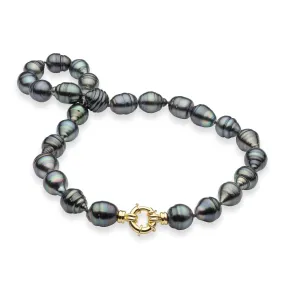 20-21" Tahitian Black Pearl Strand with Gold Clasp - 9-11mm