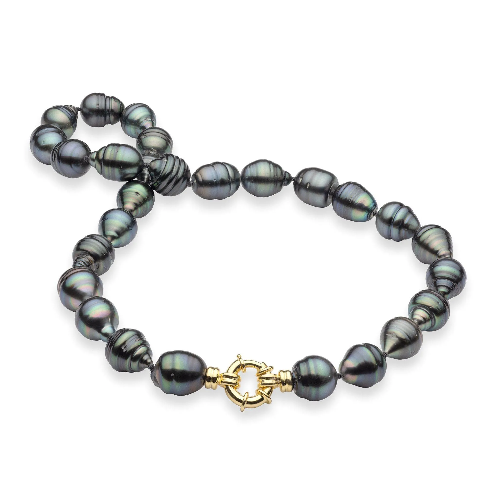 20-21" Tahitian Black Pearl Strand with Gold Clasp - 9-11mm