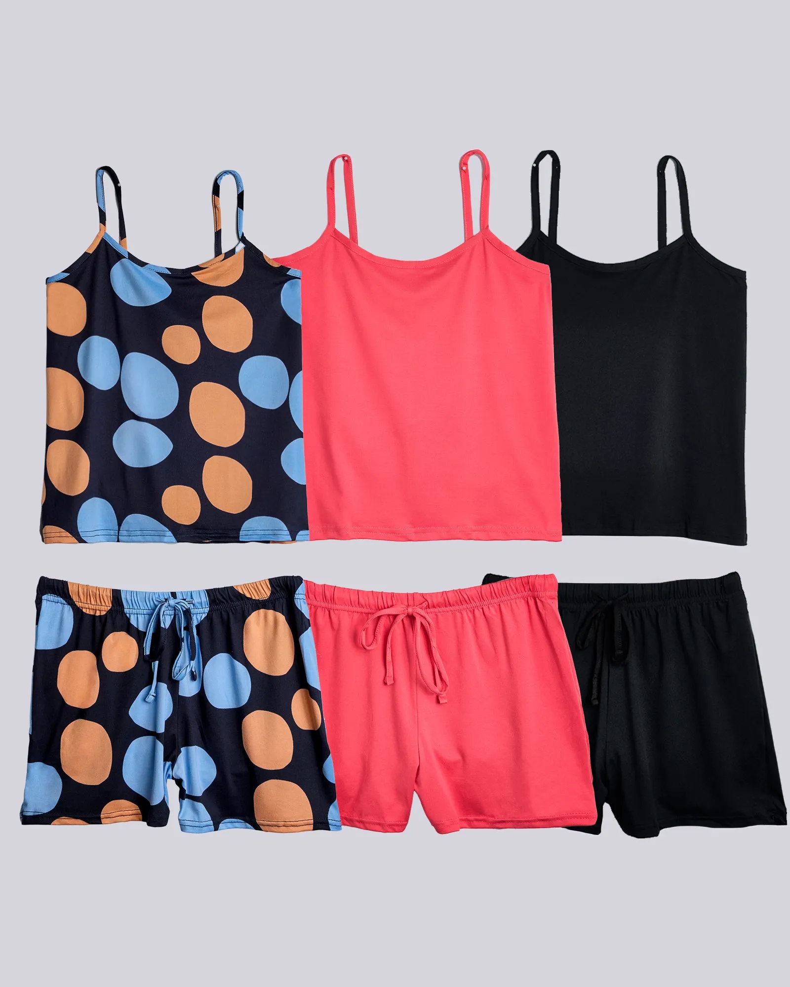 3 Pack: Women's Cami Top and Pajama Set (Available in Plus Size)