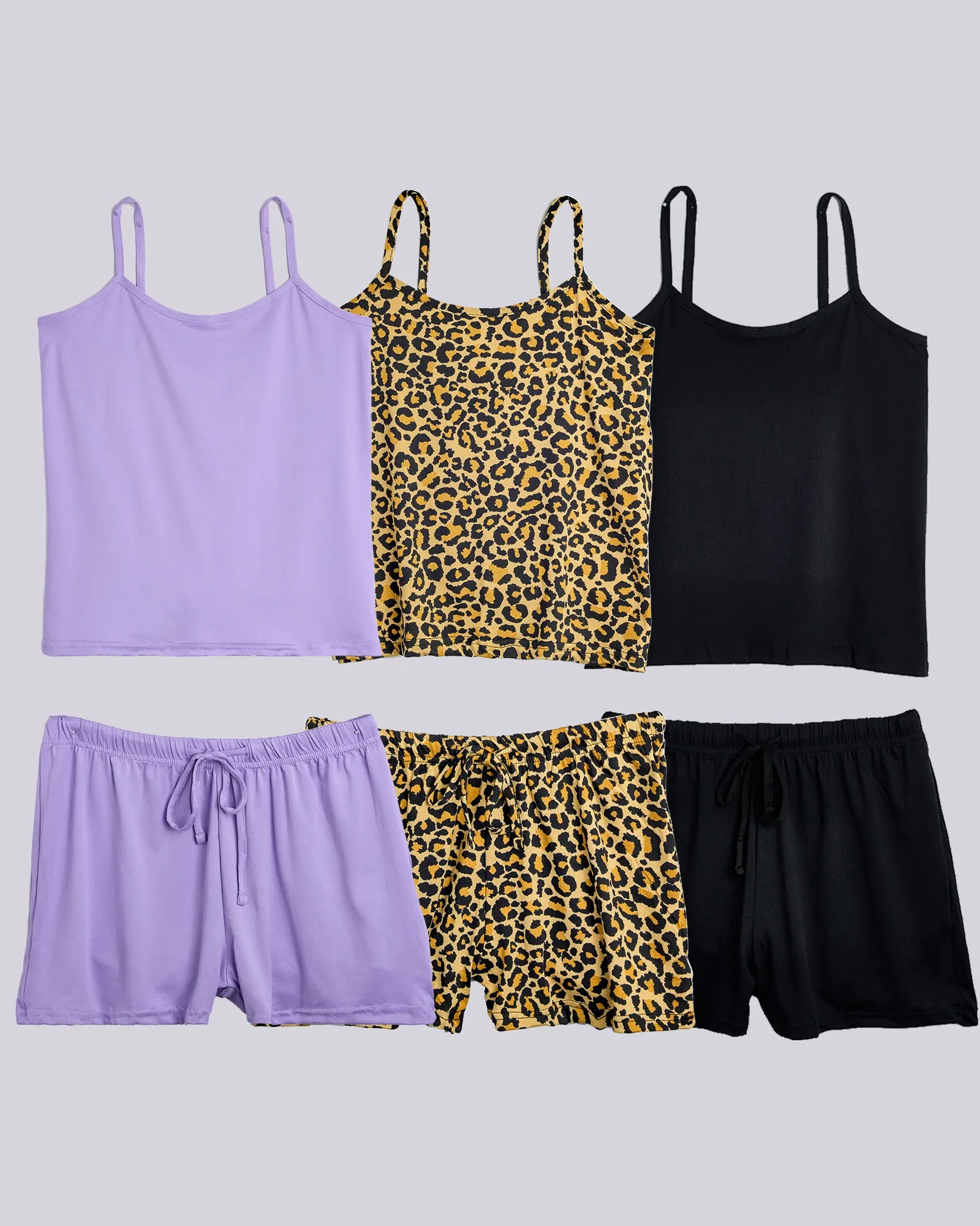 3 Pack: Women's Cami Top and Pajama Set (Available in Plus Size)