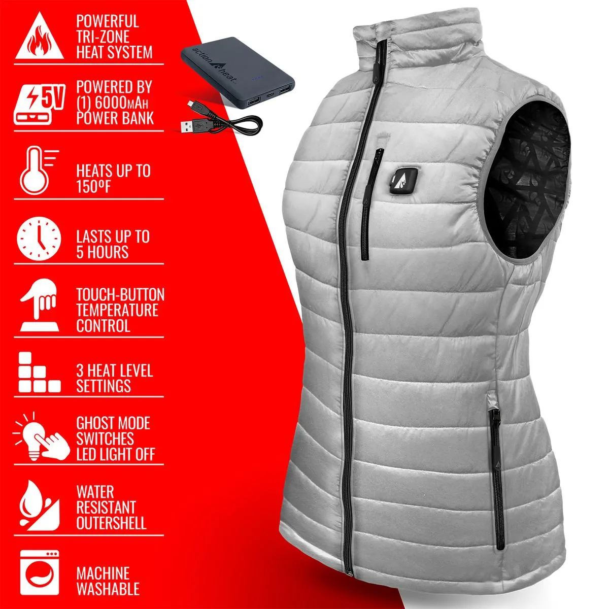 ActionHeat 5V Women's Battery Heated Insulated Puffer Vest
