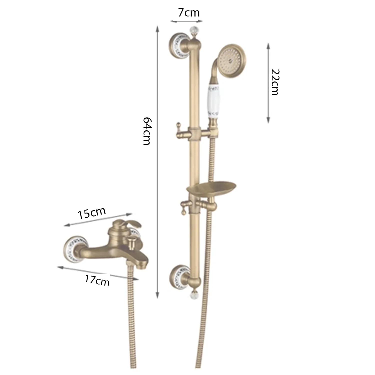 Antique Bronze Bathroom Shower & Tap Set