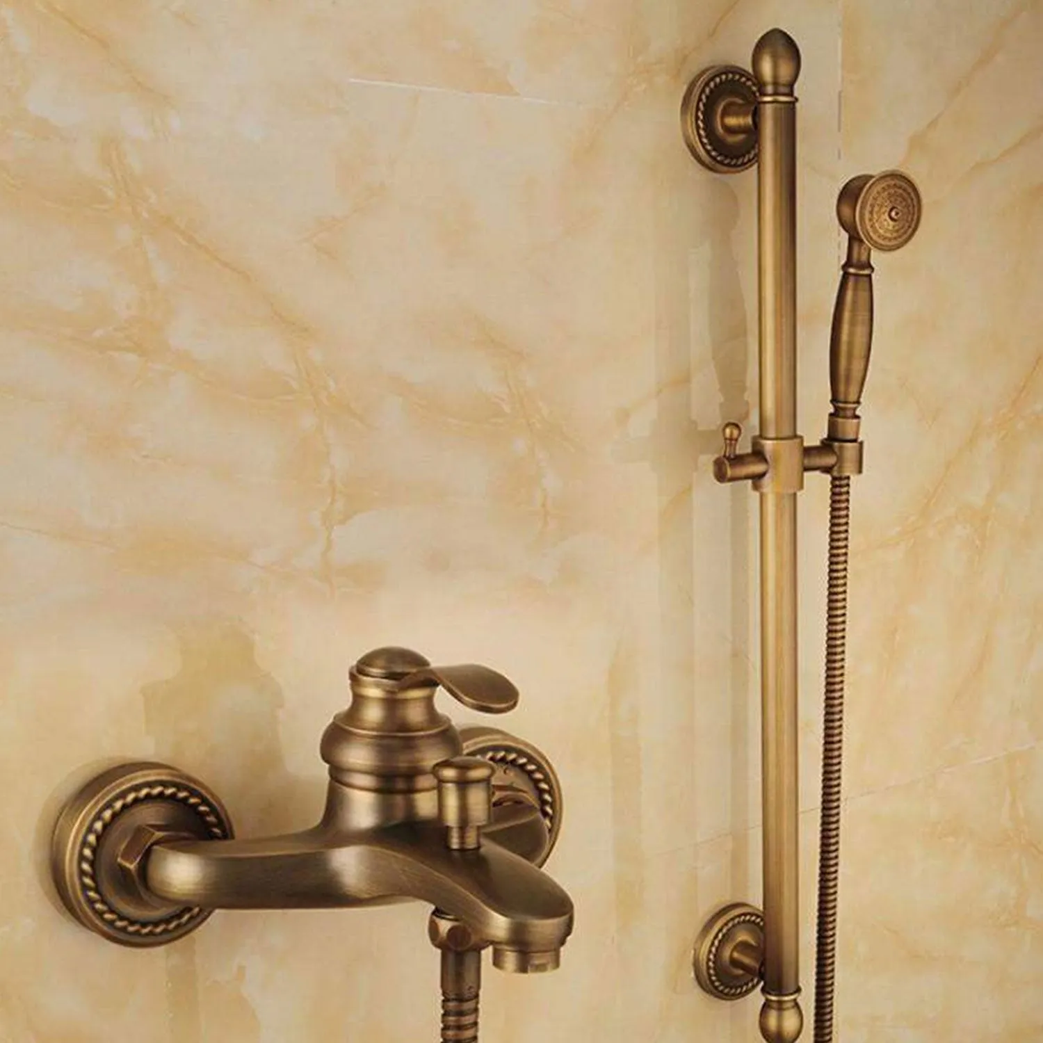 Antique Bronze Bathroom Shower & Tap Set