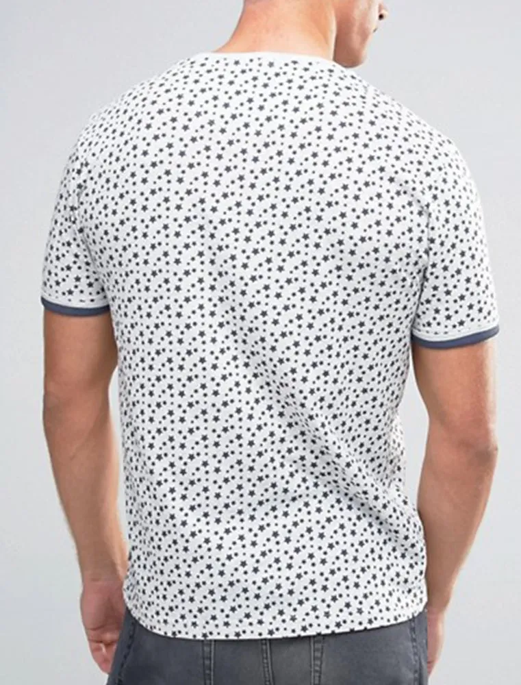 Ara Stars & Stripe Print Crew Neck  T-Shirt in Oatgrey Marl
