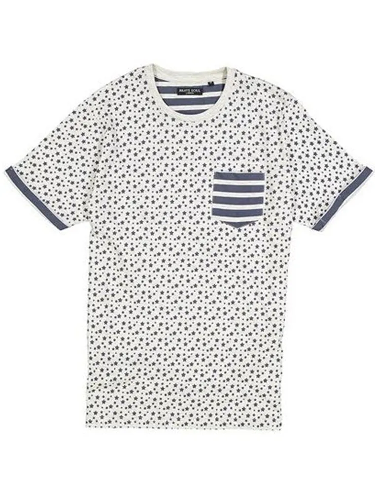 Ara Stars & Stripe Print Crew Neck  T-Shirt in Oatgrey Marl