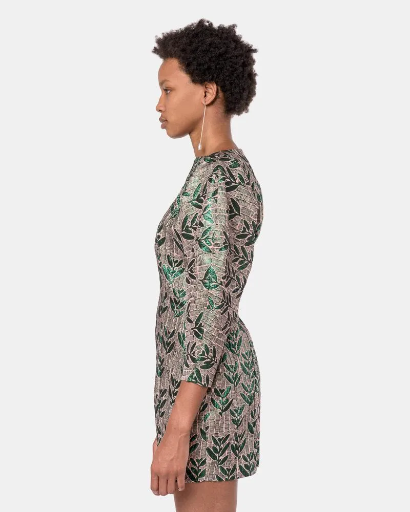 Aruba Dress in Green and Old Rose
