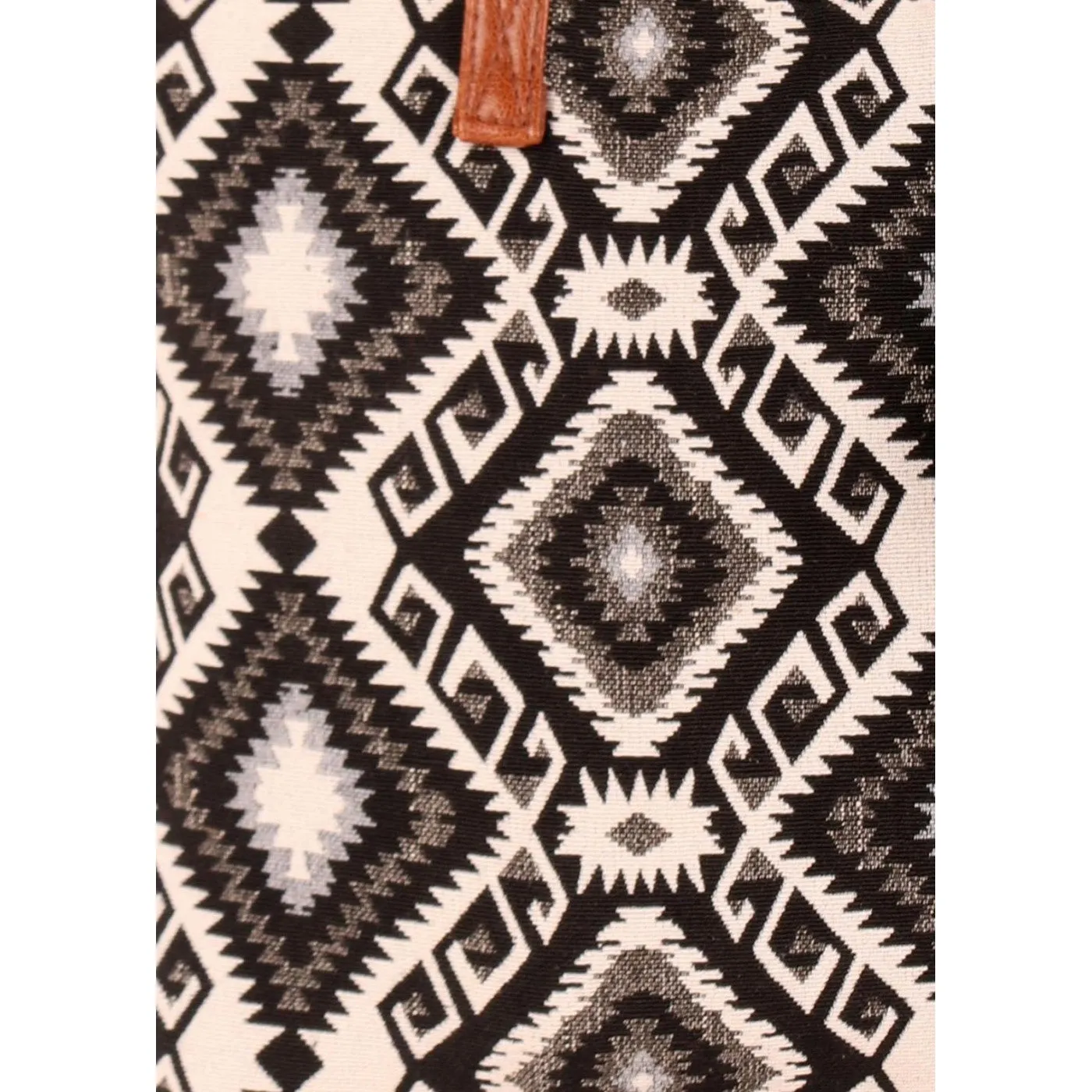 Astrid Women Black Jacquard Shopper Bag With Tassels