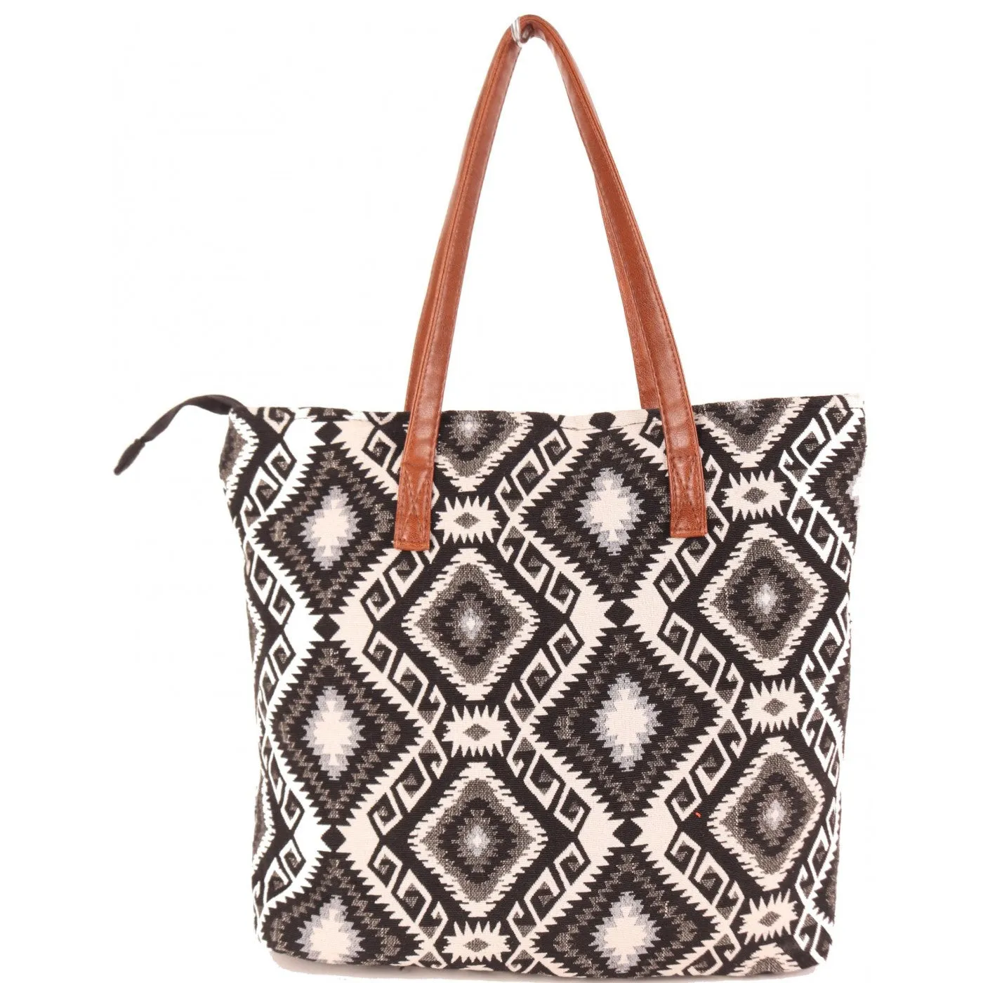 Astrid Women Black Jacquard Shopper Bag With Tassels