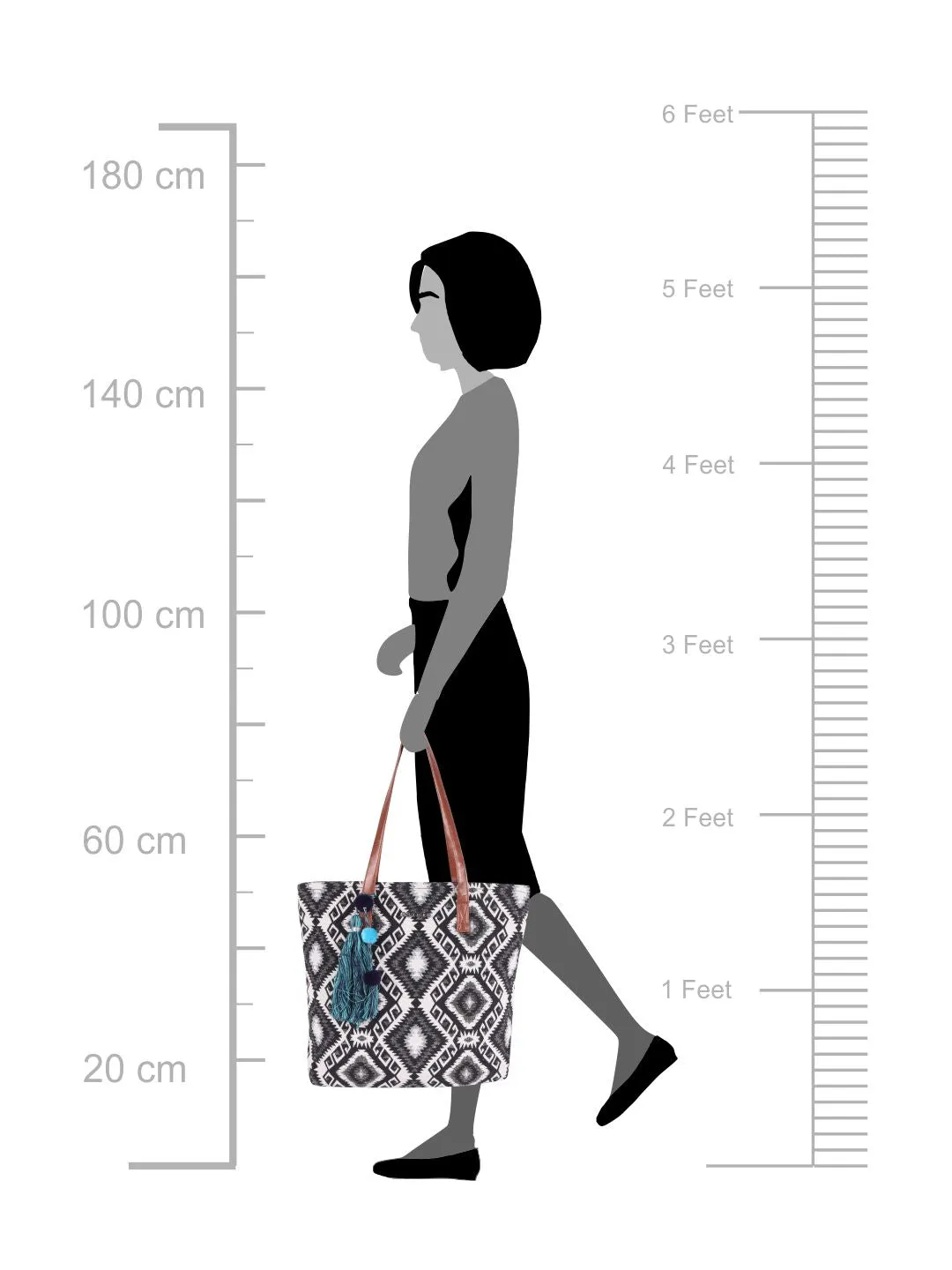 Astrid Women Black Jacquard Shopper Bag With Tassels