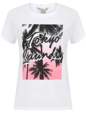 Aurora Motif Cotton Crew Neck T-Shirt In White - Tokyo Laundry