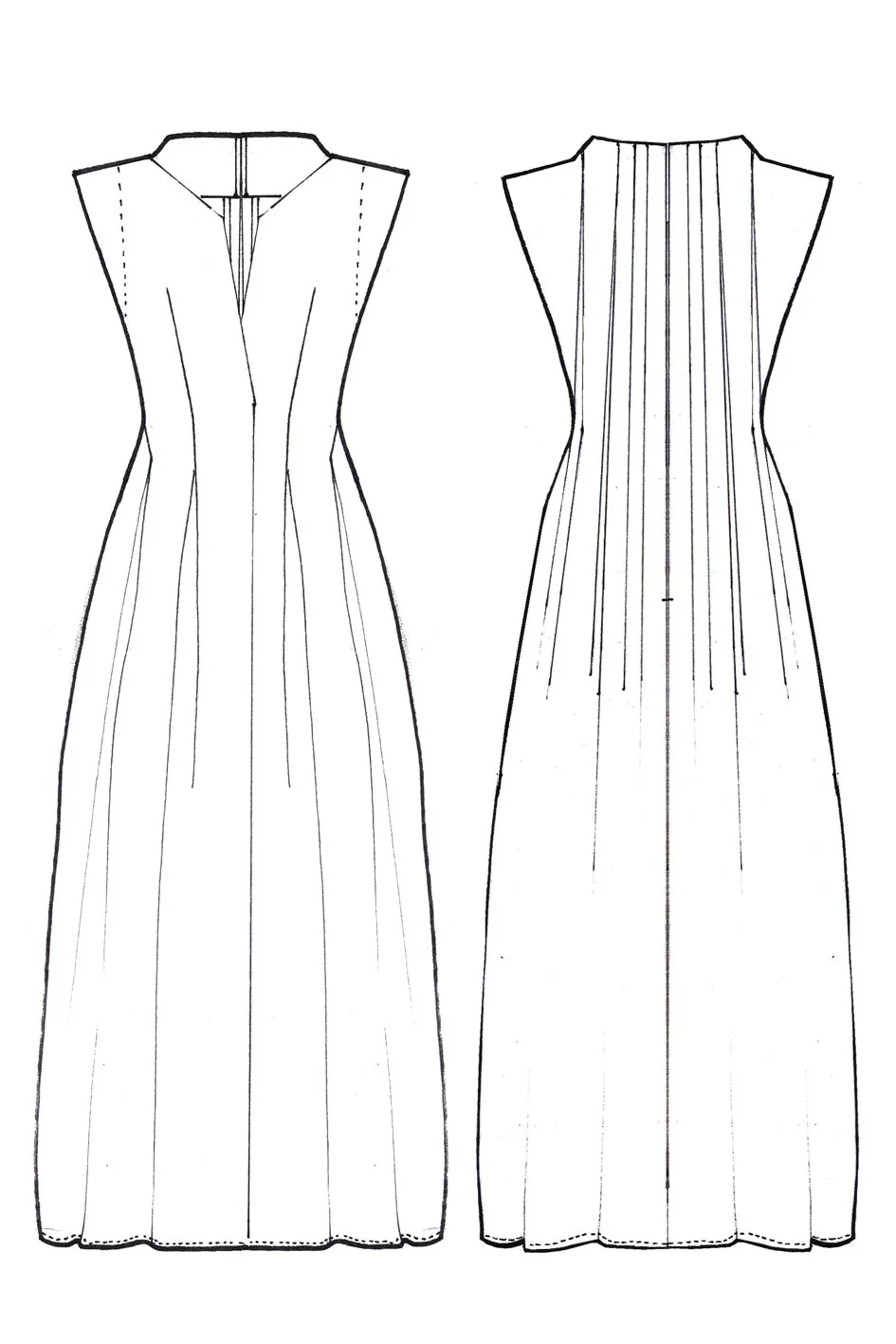 Back Neck Pleats Silk Dress / Black.