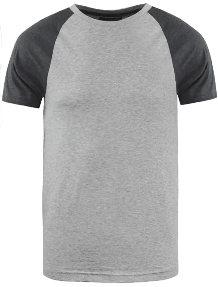 BaptistD Raglan Sleeve Baseball T-Shirt in Grey / Charcoal Marl