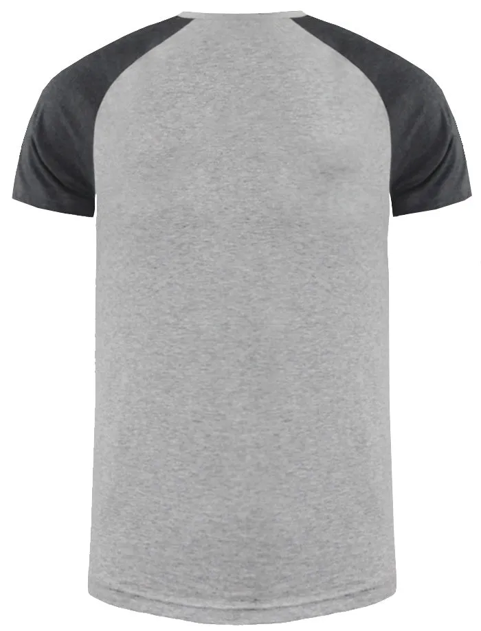 BaptistD Raglan Sleeve Baseball T-Shirt in Grey / Charcoal Marl