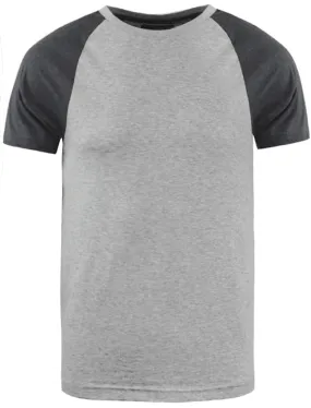 BaptistD Raglan Sleeve Baseball T-Shirt in Grey / Charcoal Marl