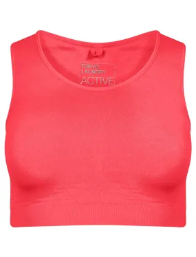 Baretta Zebra Stripe Panel Sports Bra Top in Rouge Red - Tokyo Laundry Active