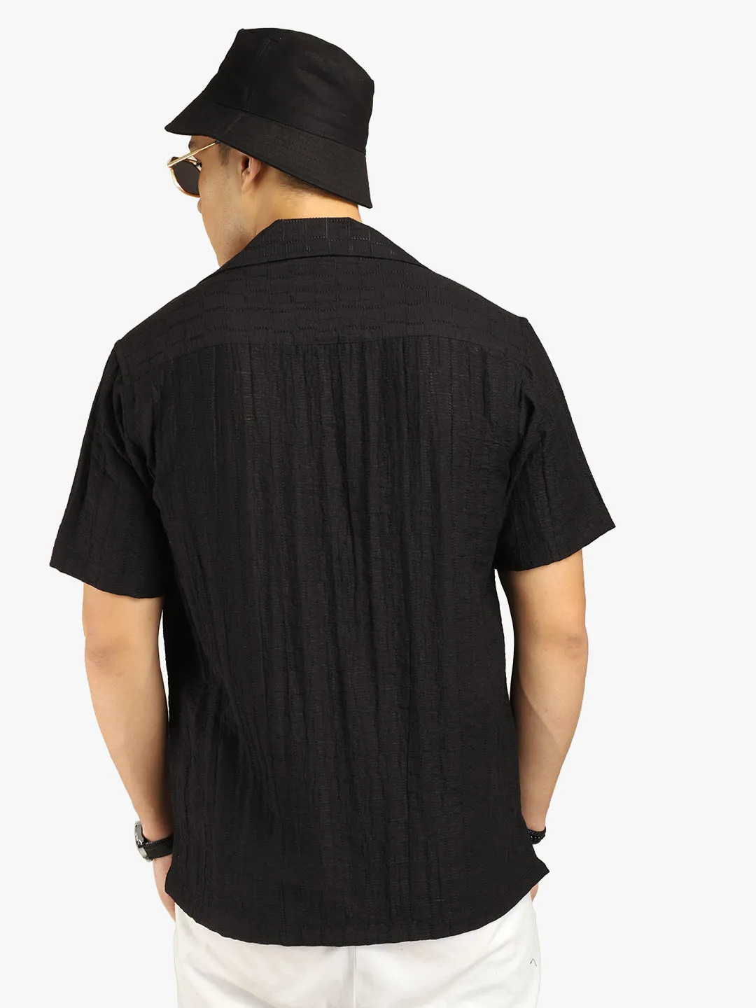Basic Stripe Black Half Sleeve Shirt