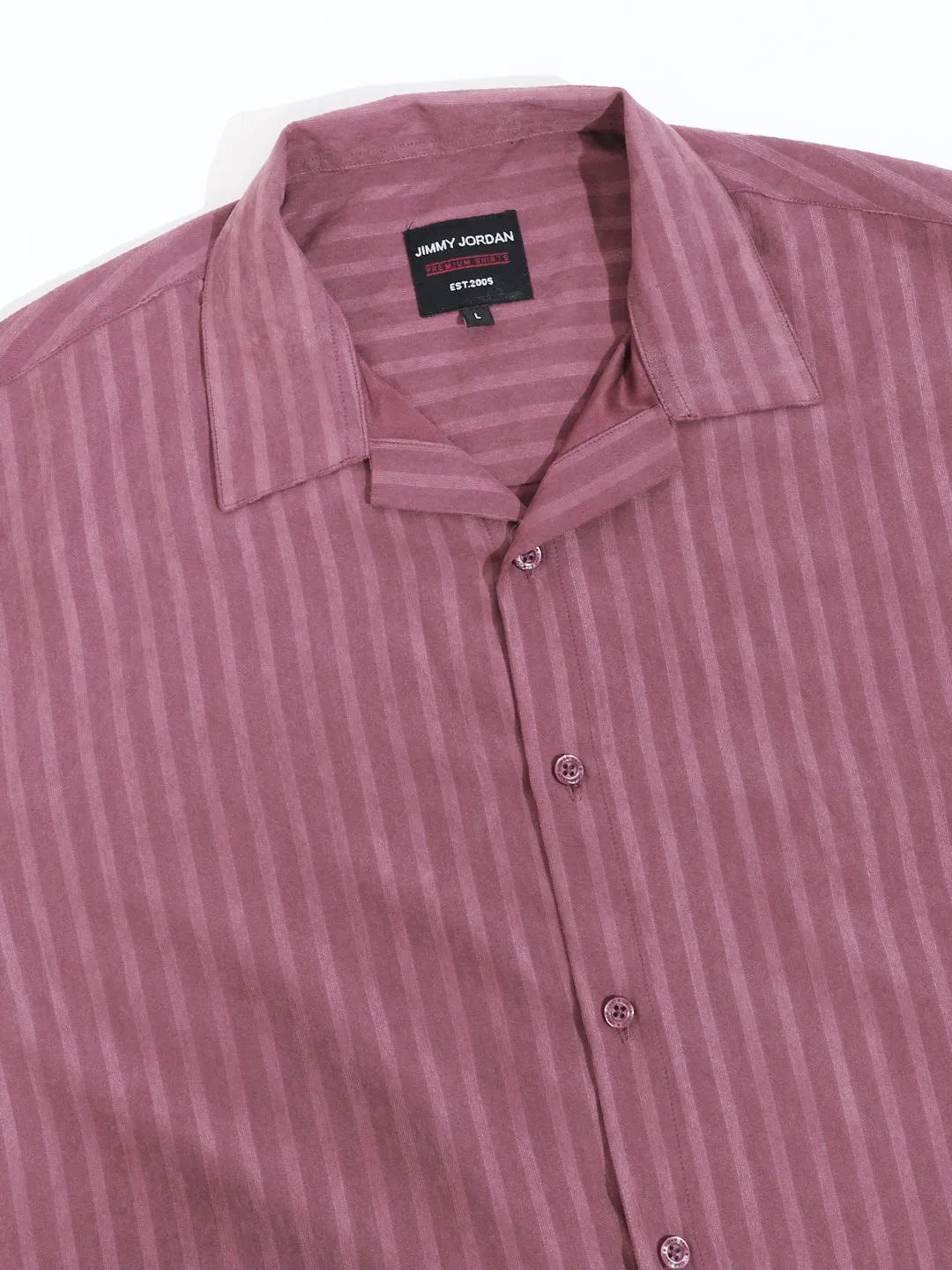 Basic Stripe Peach Half Sleeve Shirt