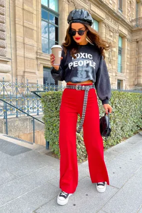Big Ambitions - Red Wide Leg Trousers
