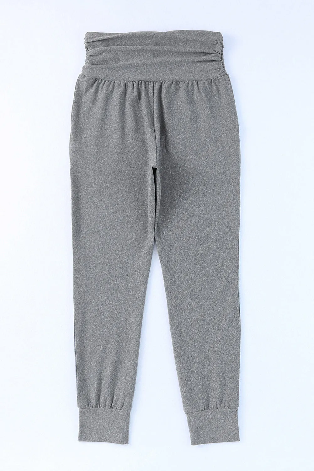 Black High Waist Pleated Pocket Leggings