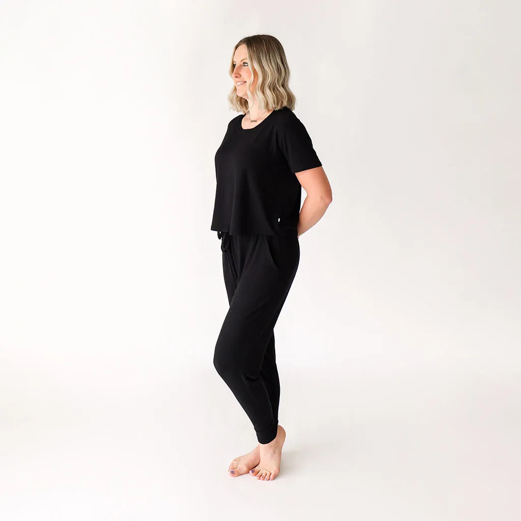 Black Ribbed Women’s Scoop Tee