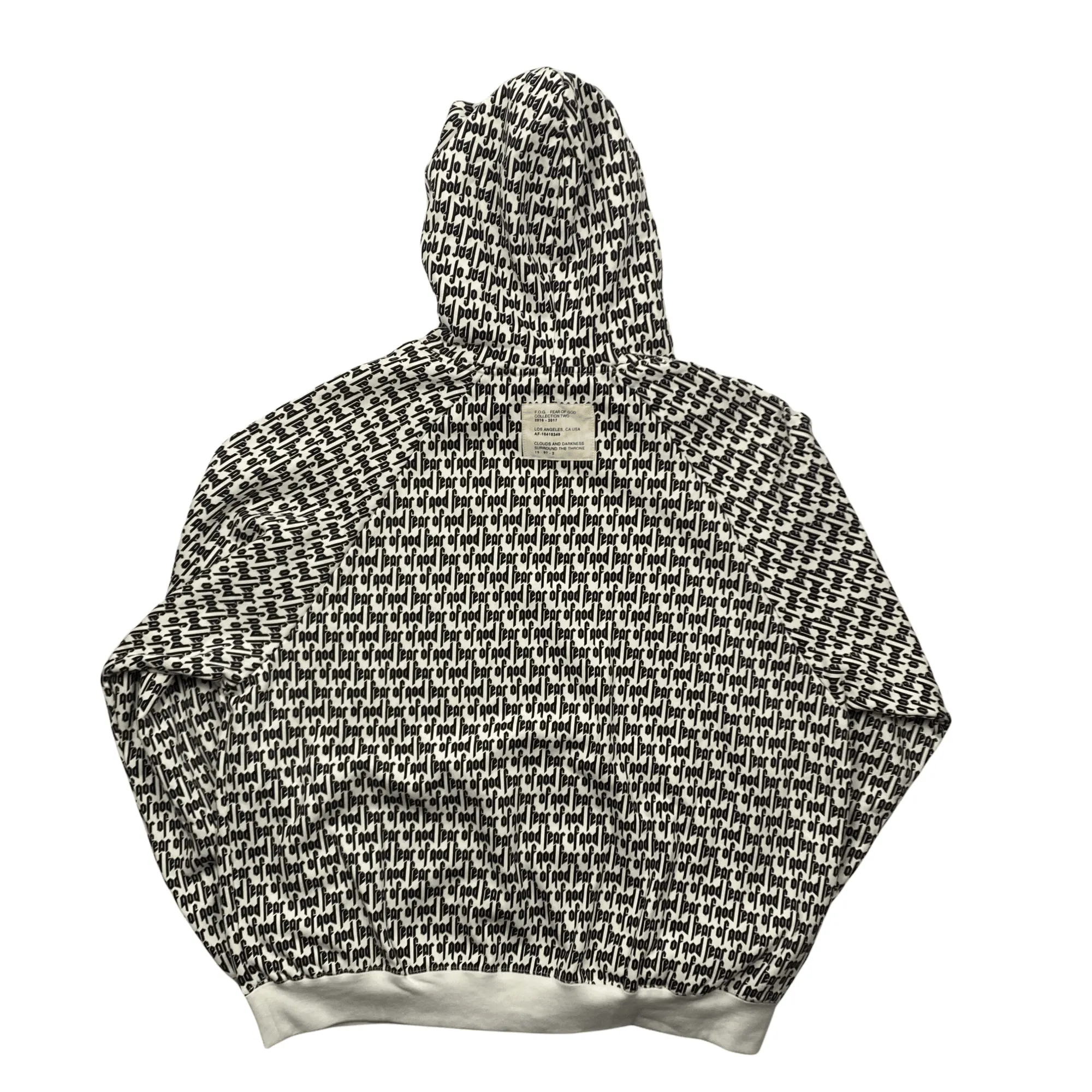 Black   White Fear of God (FOG) All Over Print Hoodie - Medium