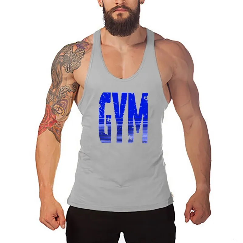 Brand Gyms Clothing Fitness Men Tank Top Letters Print Vest Mens Bodybuilding Stringer Tanktop Workout Singlet Sleeveless Shirt