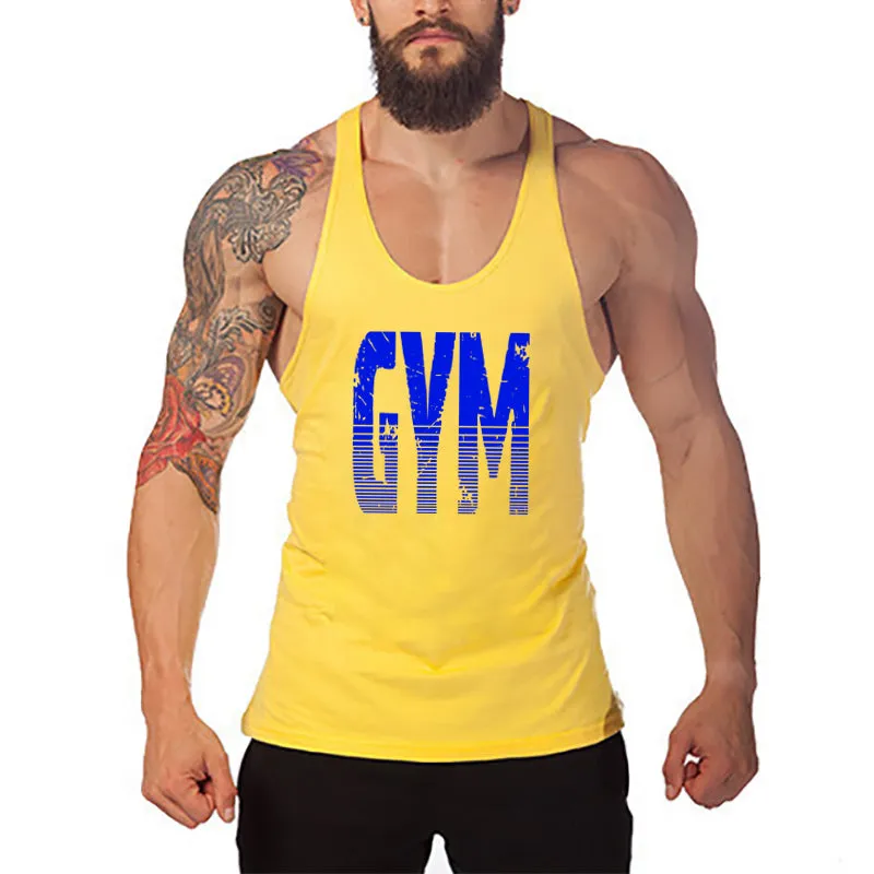 Brand Gyms Clothing Fitness Men Tank Top Letters Print Vest Mens Bodybuilding Stringer Tanktop Workout Singlet Sleeveless Shirt