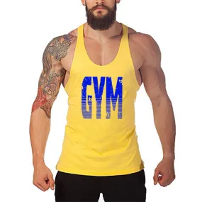 Brand Gyms Clothing Fitness Men Tank Top Letters Print Vest Mens Bodybuilding Stringer Tanktop Workout Singlet Sleeveless Shirt