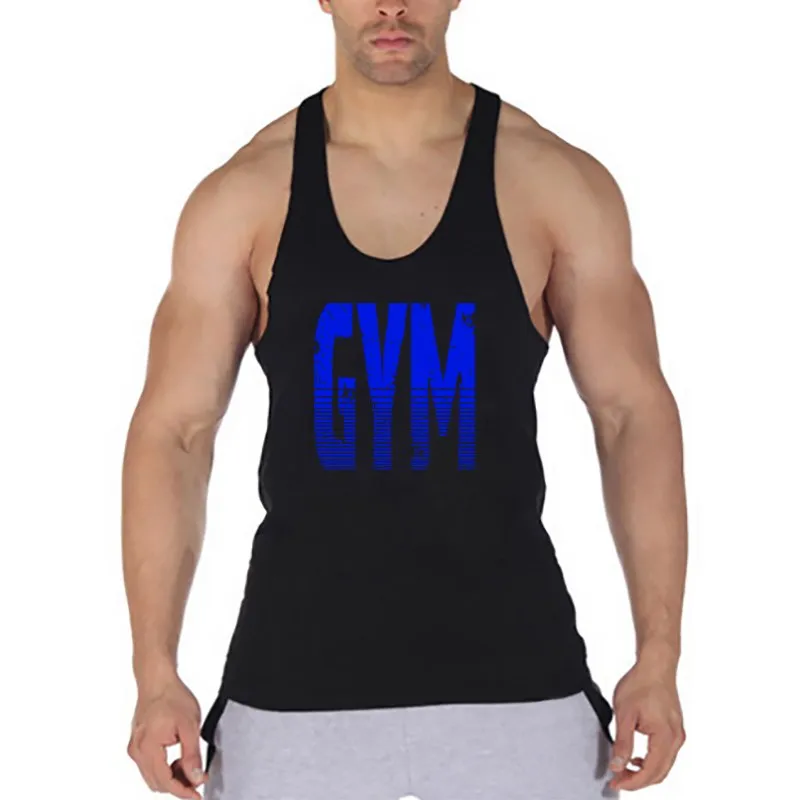 Brand Gyms Clothing Fitness Men Tank Top Letters Print Vest Mens Bodybuilding Stringer Tanktop Workout Singlet Sleeveless Shirt