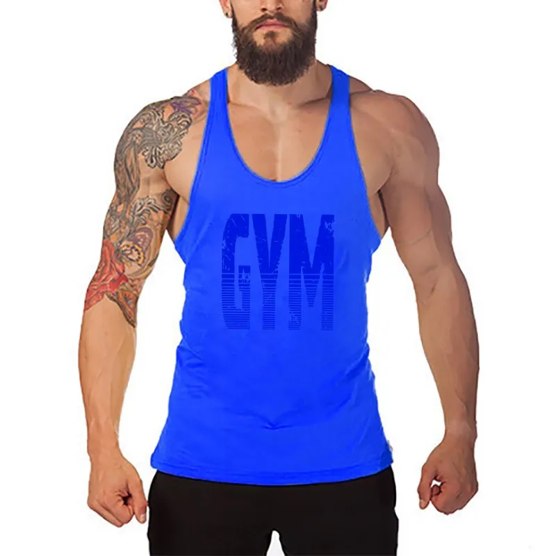 Brand Gyms Clothing Fitness Men Tank Top Letters Print Vest Mens Bodybuilding Stringer Tanktop Workout Singlet Sleeveless Shirt