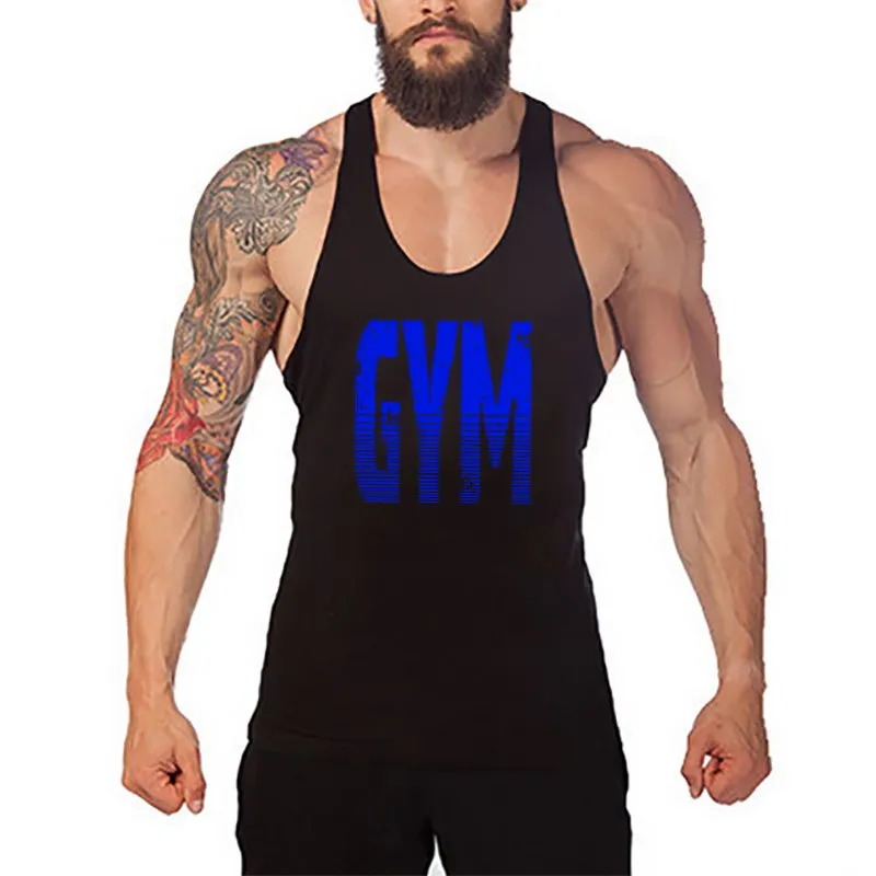 Brand Gyms Clothing Fitness Men Tank Top Letters Print Vest Mens Bodybuilding Stringer Tanktop Workout Singlet Sleeveless Shirt