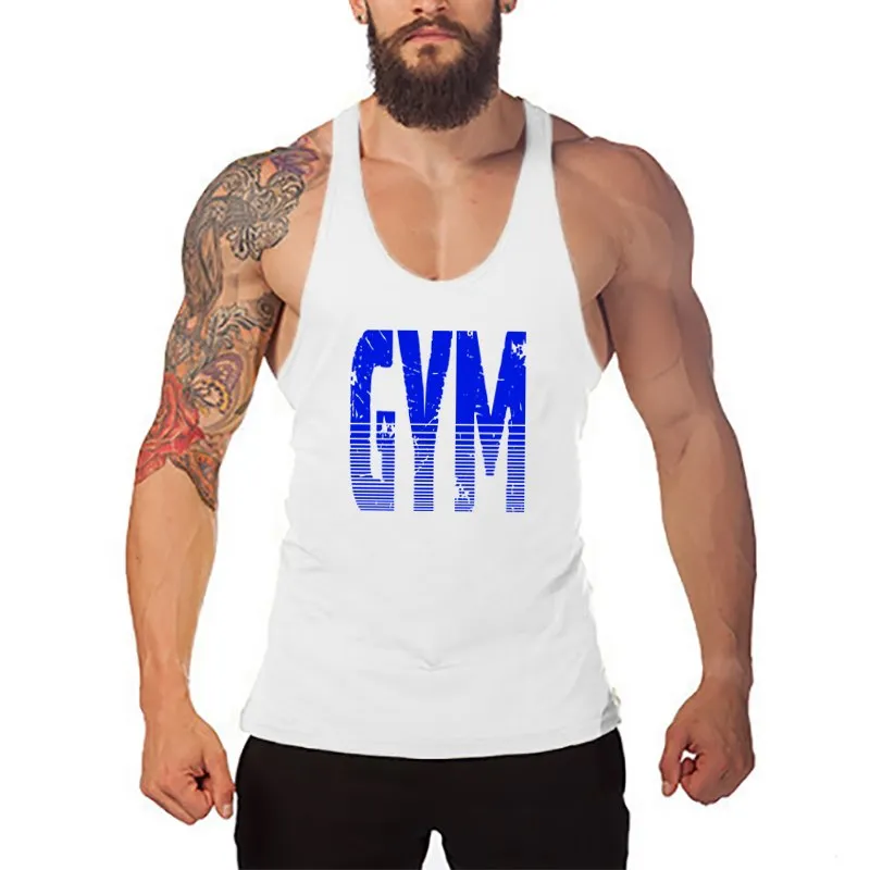 Brand Gyms Clothing Fitness Men Tank Top Letters Print Vest Mens Bodybuilding Stringer Tanktop Workout Singlet Sleeveless Shirt