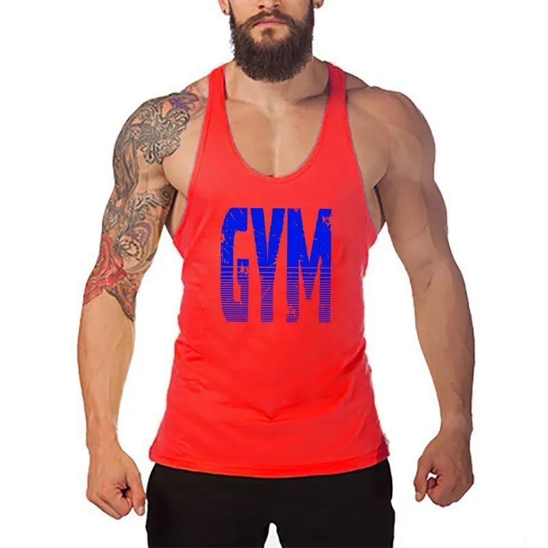 Brand Gyms Clothing Fitness Men Tank Top Letters Print Vest Mens Bodybuilding Stringer Tanktop Workout Singlet Sleeveless Shirt