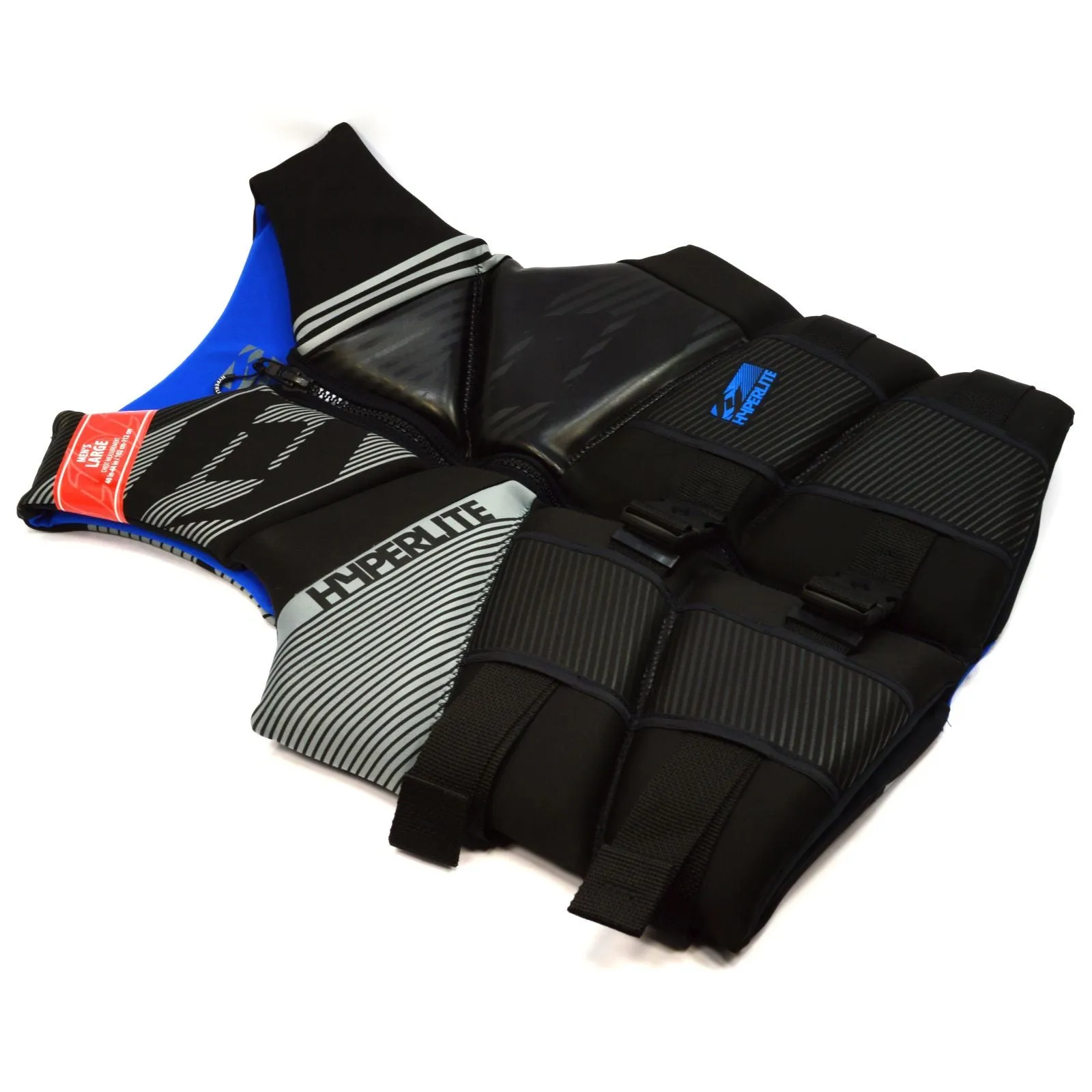Brand New! HYPERLITE LIFE VEST Men's PFD JACKET Black/Blue LARGE 40-44" Neoprene
