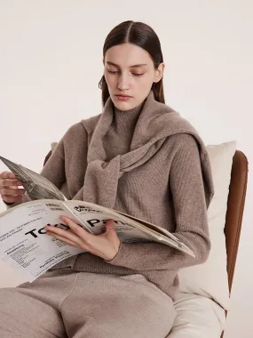 Coffee Seamless Mock Neck Cashmere Sweater