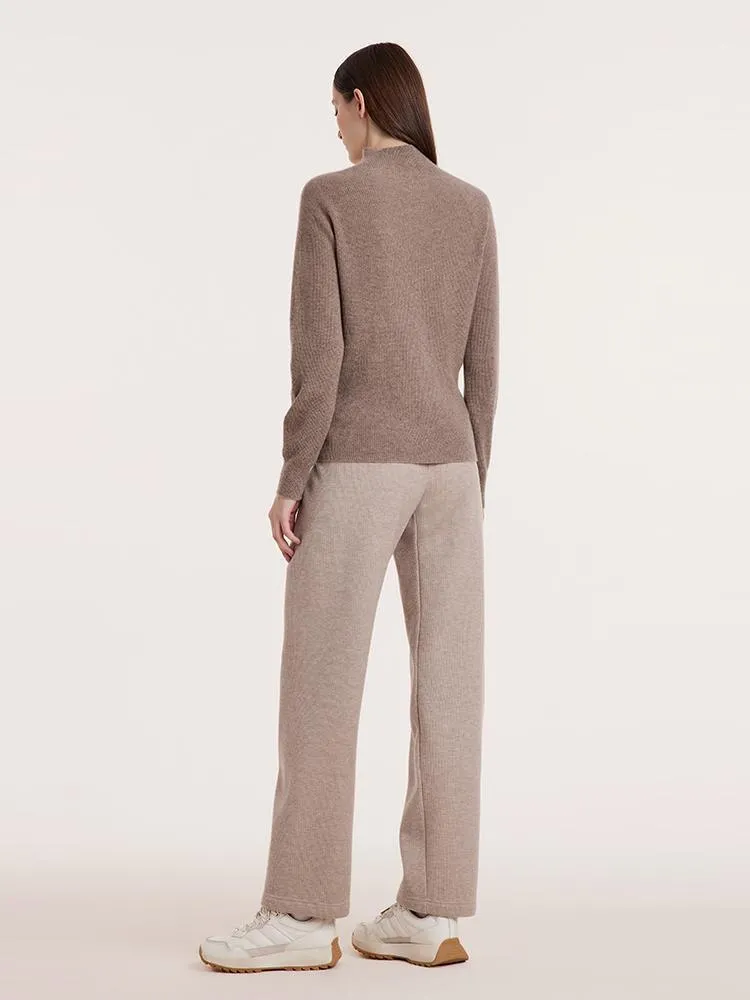 Coffee Seamless Mock Neck Cashmere Sweater