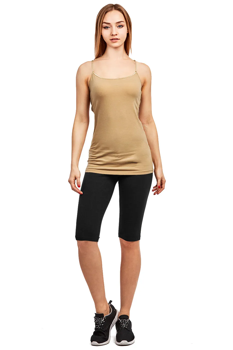 COTTONBELL LADIES COTTON 21 INCH OUTSEAM SHORTS WITH HIGH WAISTBAND (WP4021C_BLACK)