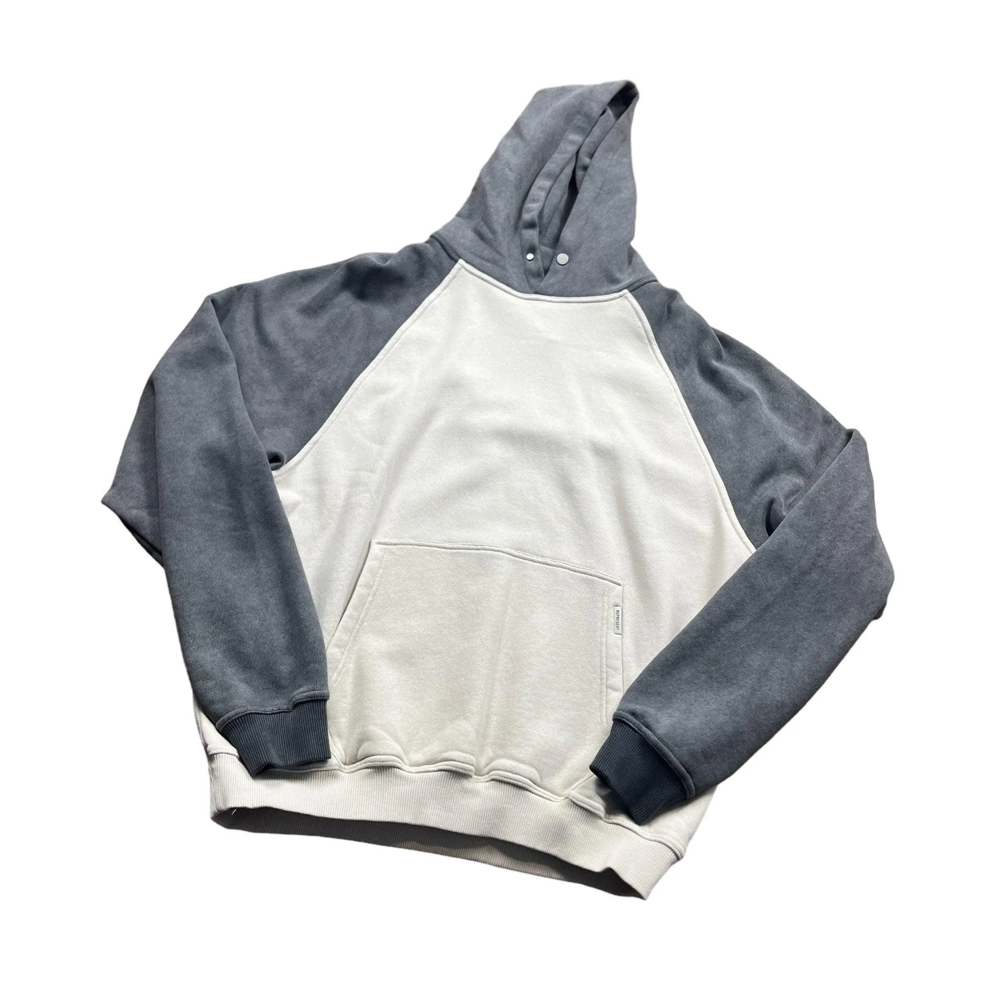 Cream   Grey Represent Blank Hoodie - Large