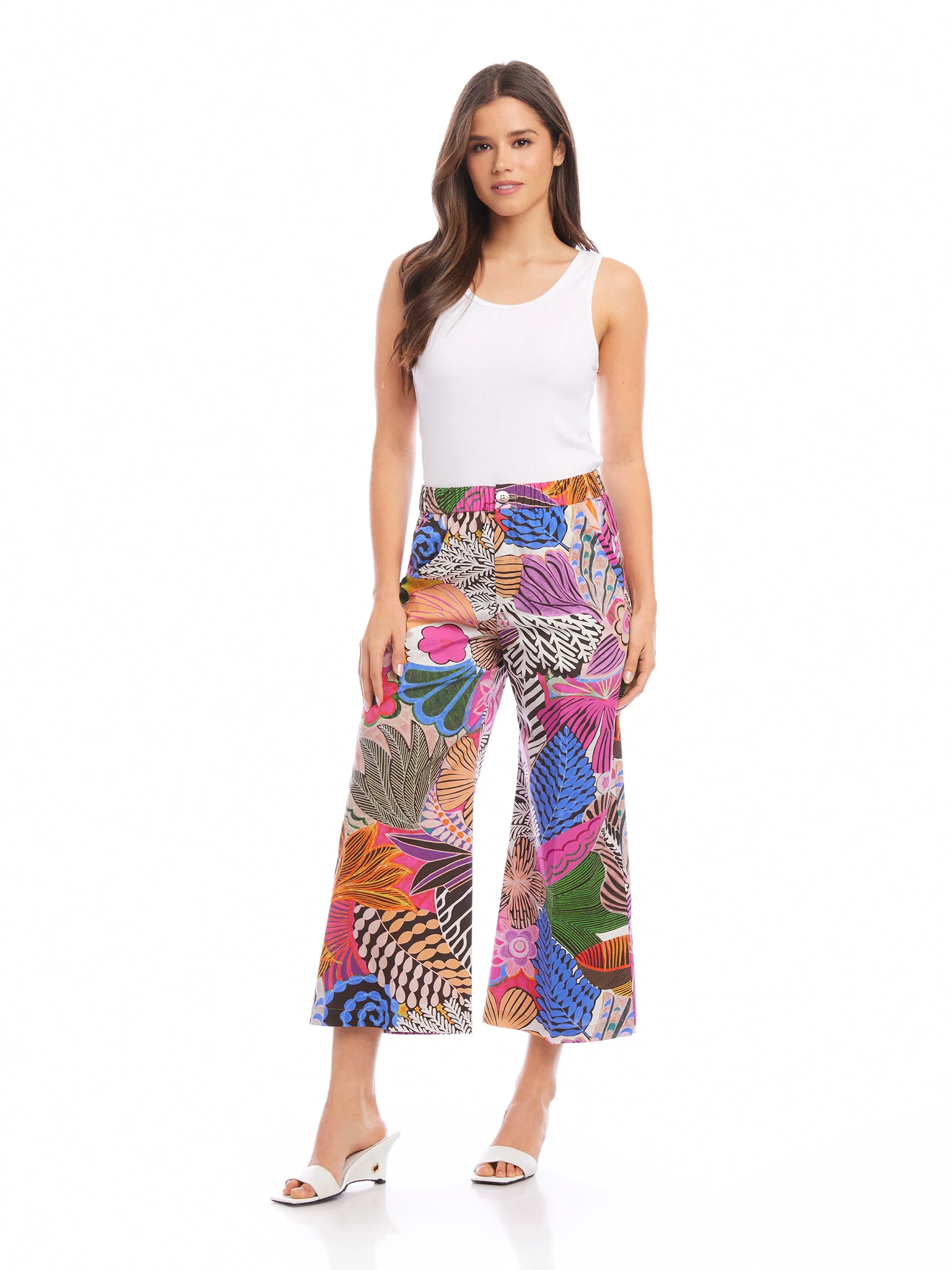 Cropped Print Pants