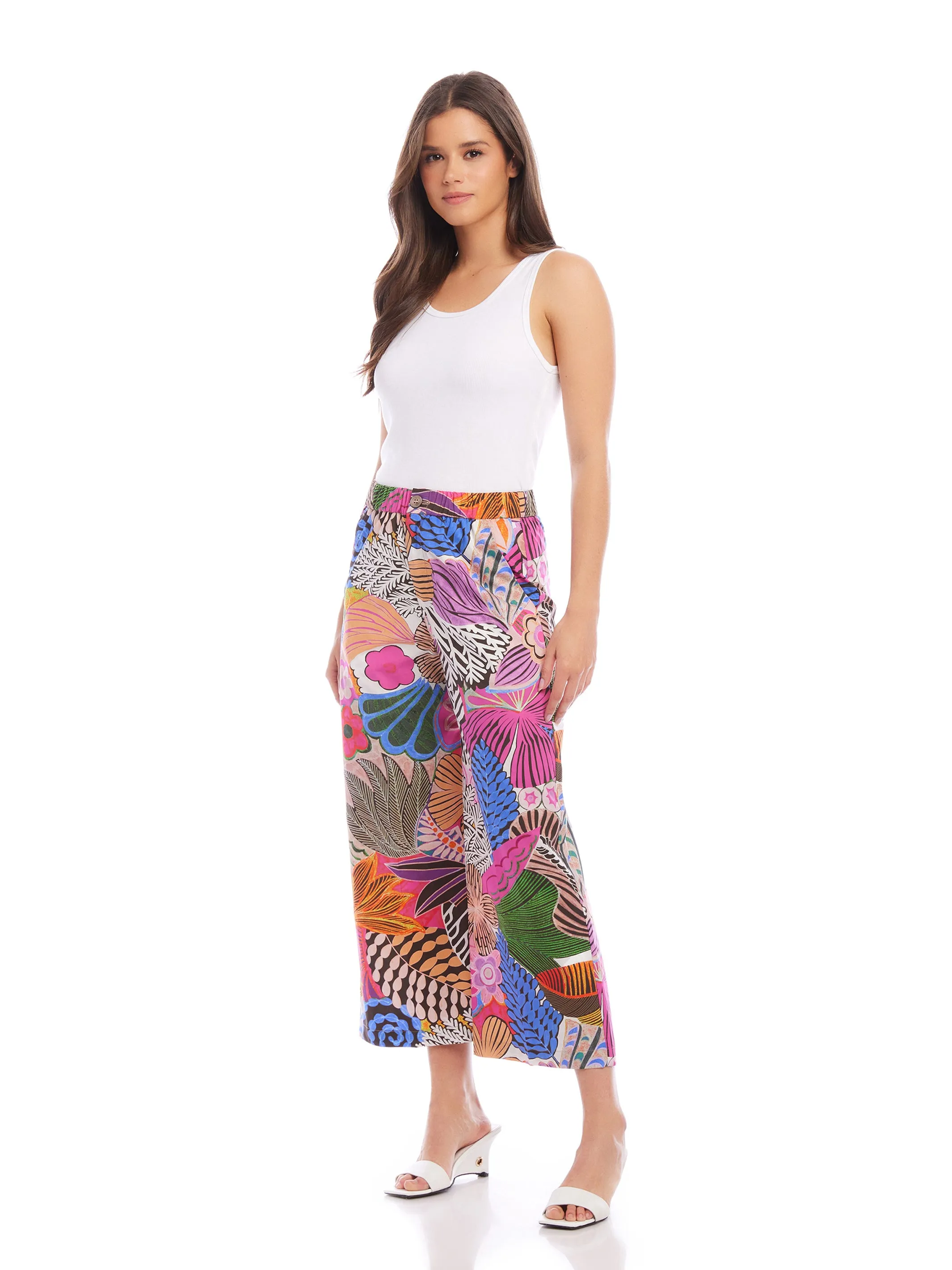 Cropped Print Pants