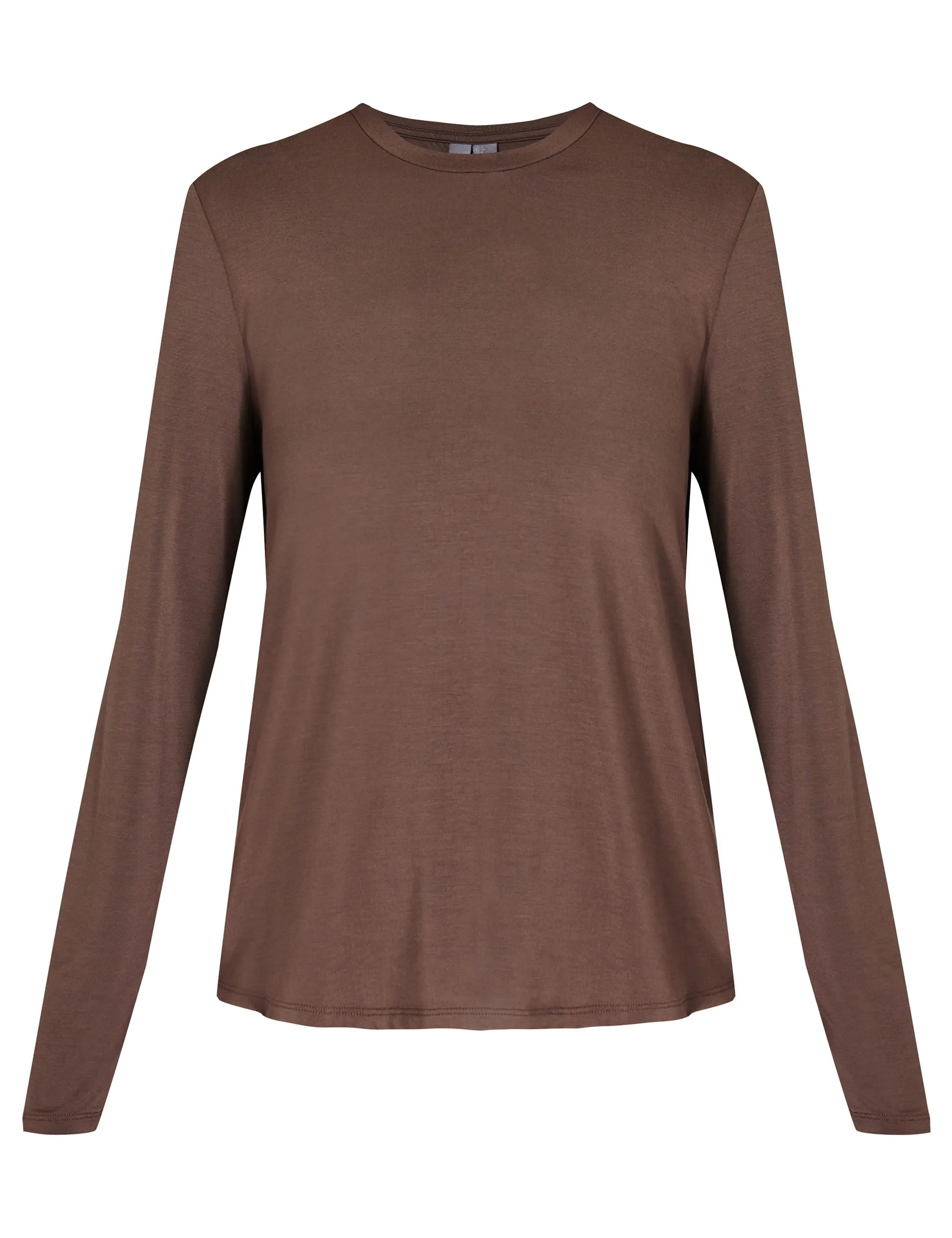 Drape Back Long Sleeve Top - Walnut Brown