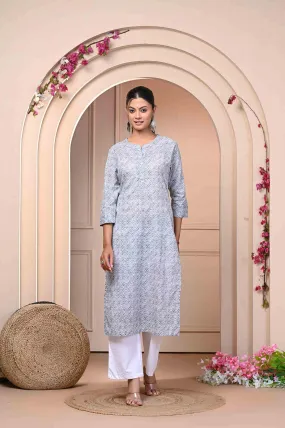 Elegant Grey Printed Kurti